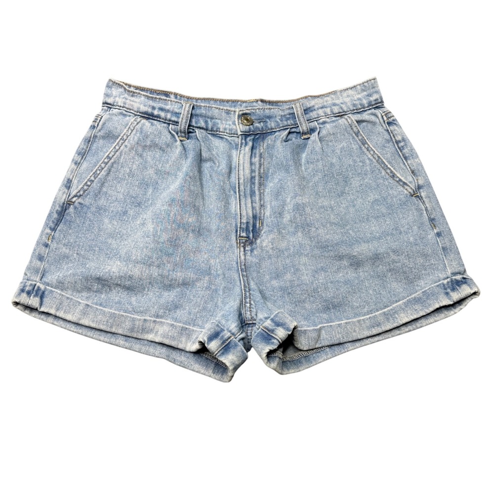 American Eagle Outfitters Washed Light Blue High-Rise Denim Shorts